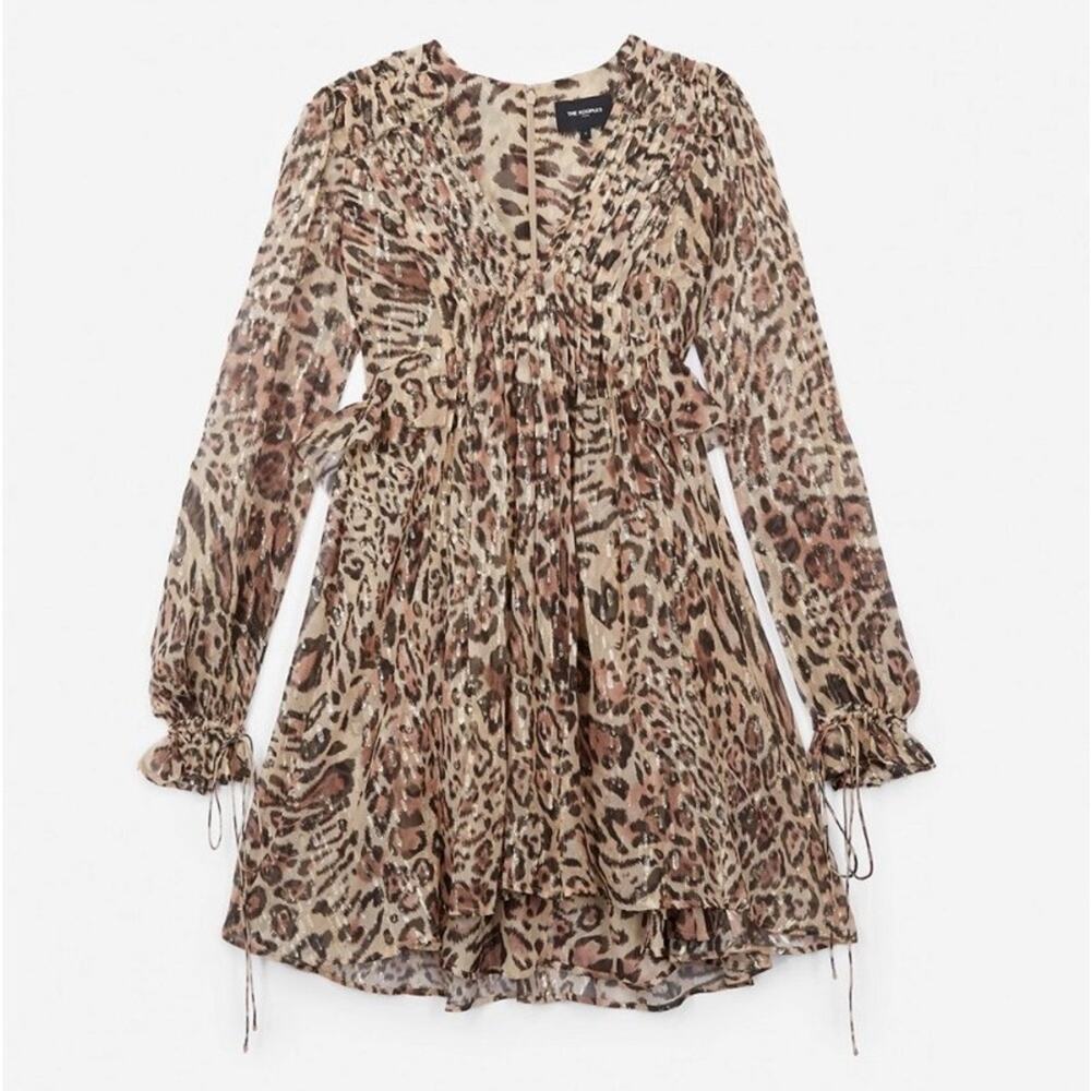 The Kooples Leopard Print Silk Blend Long Sleeve Mini Dress Size XS — Date Night - Picture 2 of 6
